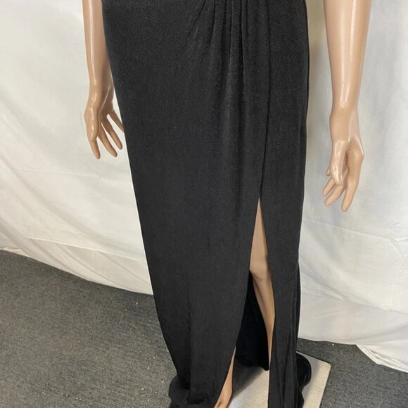 Khanum’s Women’s Sleeveless High-Slit Jersey Knit Long Dress – Black – Size S - Picture 8 of 11